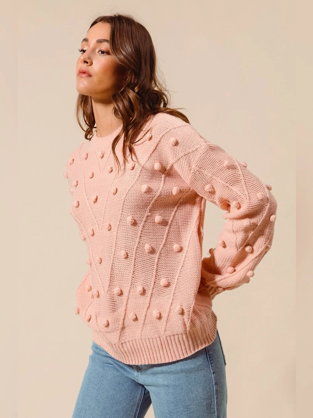 SO ME Pom Pom Textured Knit Sweater Top - Picture 5 of 11